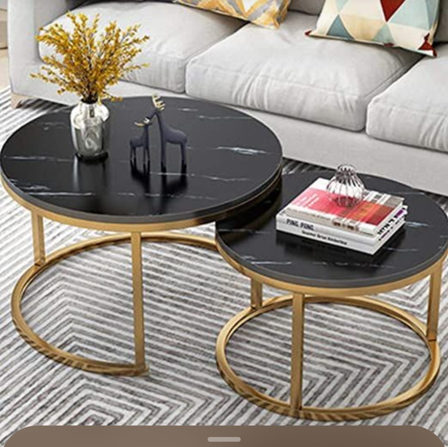 Meja Tamu Marmer Emas