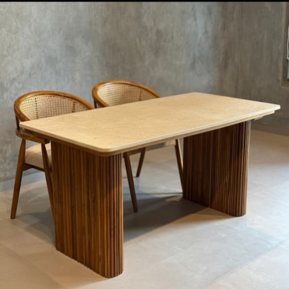 Set Meja Makan Marmer Natural