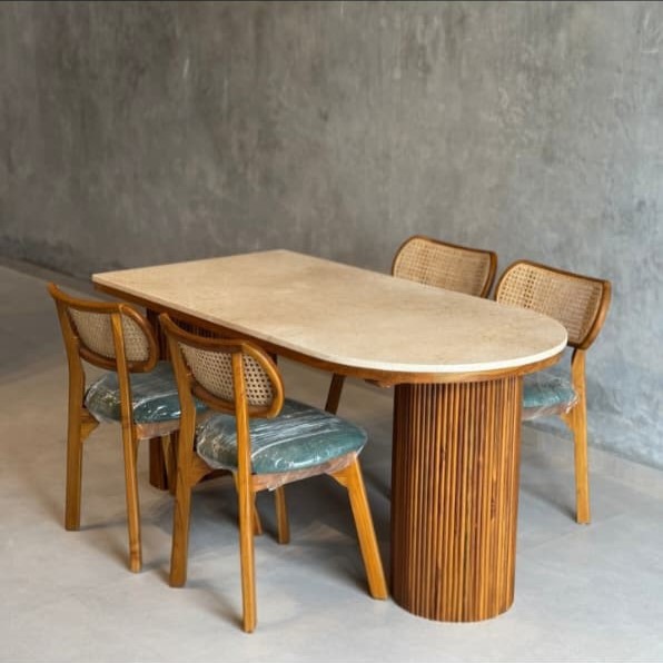 Set Meja Makan Marmer Natural